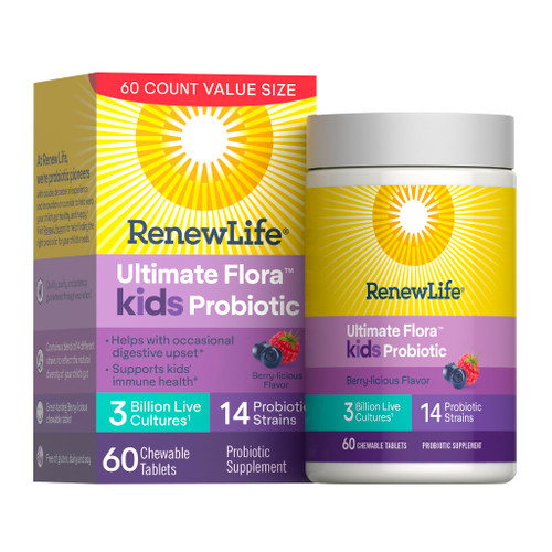 Renew Life Ultimate Flora Kids Probiotic Chewables | 60 Chewable Tablets
