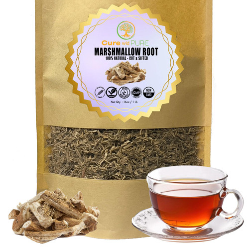 Cure wid Pure Organic Marshmallow Root Herb 1LB – Cut & Sifted Marshmallow Root Tea in Eco-Friendly Resealable Bag Versatile Choice for Herbal Tea, Marshmallow Root Powder, Tinctures & More, 16 Ounce