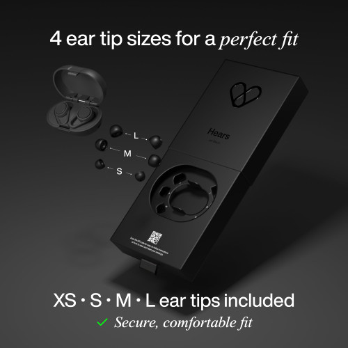 Hears Plus Ear Plugs for Noise Reduction - Patented Reusable Concert Earplugs, 25dB SNR Sound Reduction, Hypoallergenic for Musicians, Motorcycle and Sleeping with 4 tip Sizes - Blue Lagoon
