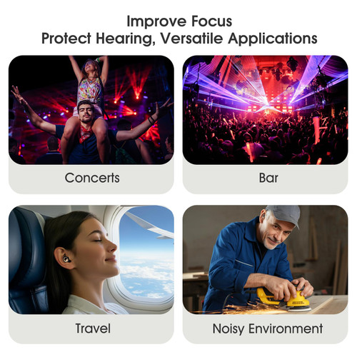 Vosaf Ear Plugs for Sleeping, 55dB Silicone Ear Plugs for Noise Cancelling, Earplugs for Snoring, Concert & Shooting with 8 Eartips, Silicone Hearing Protection for Work, Travel(Midnight Gray)