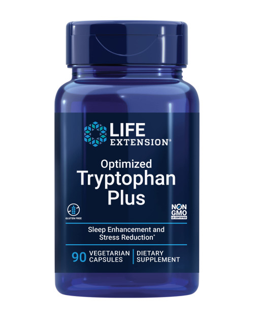 Life Extension Optimized Tryptophan Plus 1000mg - L-Tryptophan Supplement with Niacin and L-Lysine for Healthy Sleep & Stress Response – Gluten-Free, Non-GMO, Vegetarian - 90 Capsules