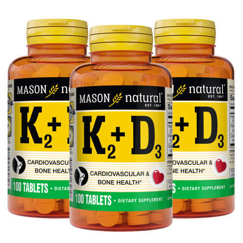 MASON NATURAL Vitamins K2 & D3 with Calcium, 300 Day Supply