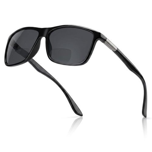 SKYFUEN Polarized Bifocal Reading Sunglasses Men, Light Build-In Sun Readers with Spring Hinge, Fishing/Driving, Anti UV/glare, 1.5x