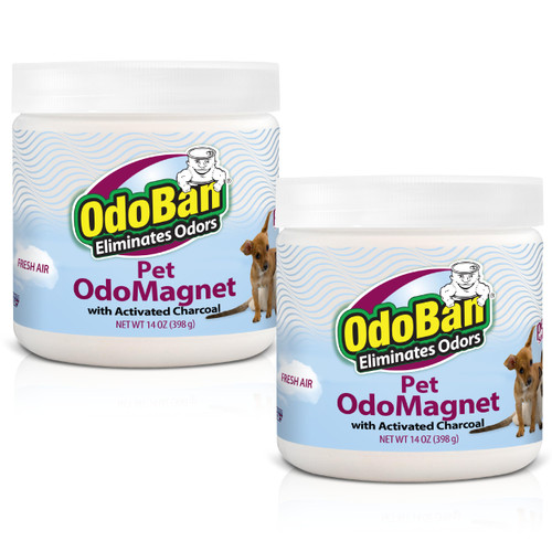 OdoBan OdoMagnet Pet Odor Eliminator with Activated Charcoal, 14 Ounce 2-Pack, Fresh Air Scent