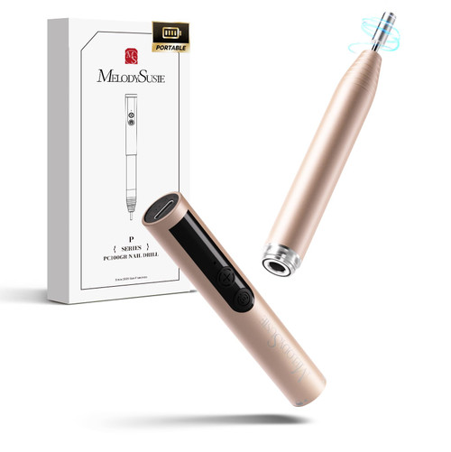 MelodySusie PocketNail Pen-Shaped Cordless Modular Nail Drill, PC100GR 20000RPM Slim Portable Rechargeable Electric File for Manicure Pedicure Nail Care, Shaping & Gel Removal at Home for Beginners