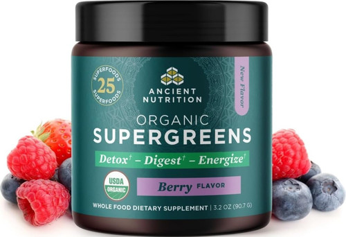 Ancient Nutrition Organic Berry Super Greens Powder, 3.2 OZ