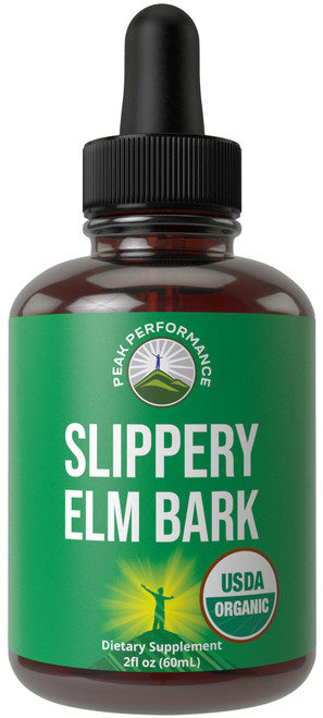 USDA Organic Slippery Elm Bark Liquid Drops Tincture. Zero Sugar Supplement