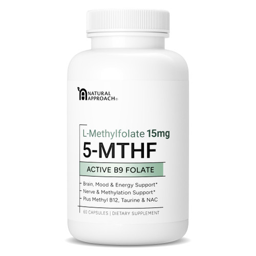 Natural Approach L-Methylfolate 15mg | 5-MTHF (Active B9) with Methyl B12, D3, NAC & Taurine | Premium Methylated Folate Supplement for Daily Use | Mood, Energy & Cognitive Support | 60 Capsules