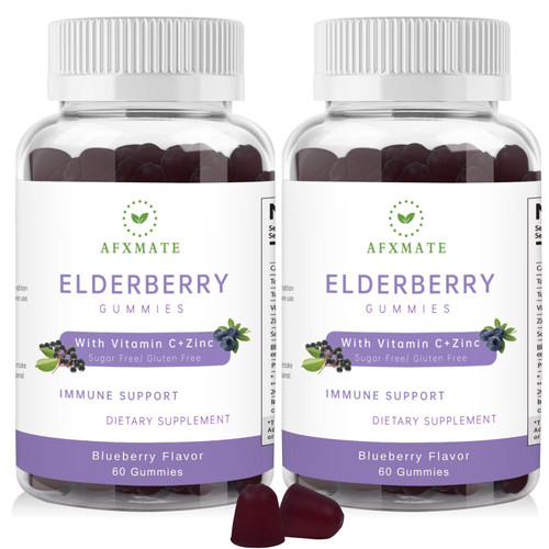 AFXMATE Elderberry Gummies with Zinc and Vitamin C for Adults & Ages 4+