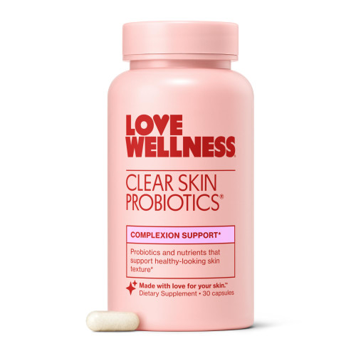 Love Wellness Clear Skin Probiotic| Zinc,Bifidobacterium,Chaste Tree| 30 Ct