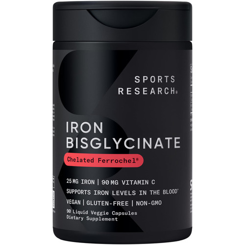 Sports Research® Iron 25mg with Vitamin C, 90 Liquid Capsules