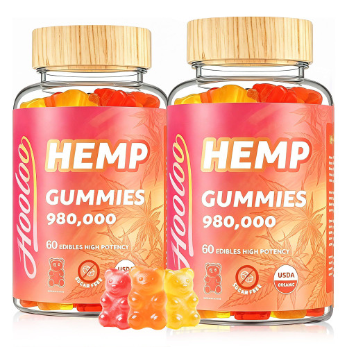 HOOLOO Hemp Gummies Fruity, 980,000 Bears Sugar Free Hemp Gummy for Adults, Made in USA