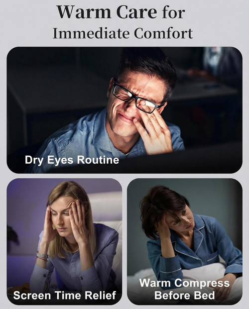 Heated Eye Mask for Dry Eyes - Silk Cordless Warm Eye Compress Moist Heat, FSA Eligible, Eye Heating Pad for Stye Treatment, Tired Eyes, Sleep, Travel, Washable, Rechargeable, Blue