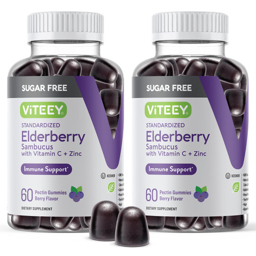 Viteey Sambucus Elderberry Gummies for Adults & Teens + Zinc & Vitamin C