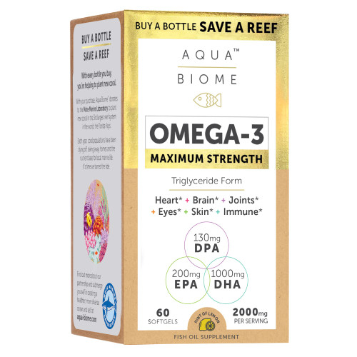 Aqua Biome by Enzymedica Omega 3 Fish Oil Maximum Strength - 60 Softgels