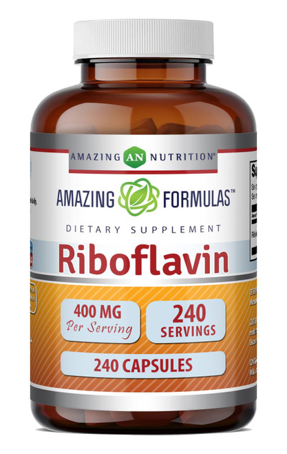 Amazing Formulas Riboflavin 400 mg Capsules | Vitamin B2 Supplement | Non-GMO | Gluten Free | Made in USA (240 Count)