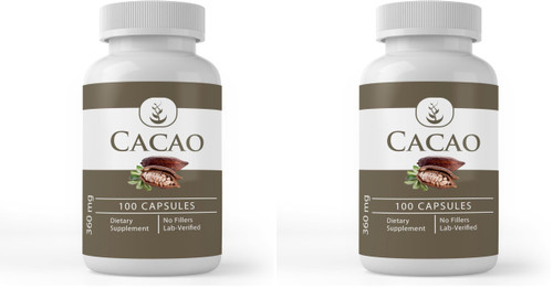 Pure Original Ingredients Cacao, (100 Capsules) Always Pure, No Additives Or Fillers, Lab Verified (Pack of 2)