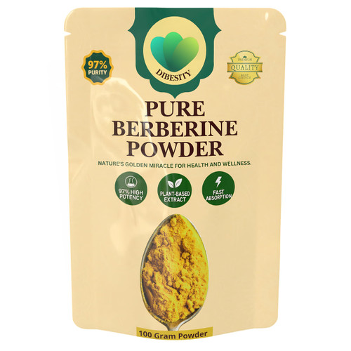 Dibesity 97% Pure Berberine Powder | 100g Plant-Based Extract, Highly Potent | 500 mg Per Serving | Gluten-Free, Vegan, Lab-Tested