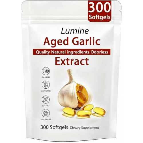 LUMINE Aged Garlic Extract,Aged Garlic,Extract 300 Count Odorless Organic Garlic Supplement