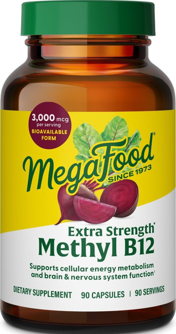 MegaFood Extra Strength Methyl B12 Vitamin, Cellular Energy, 90 Capsules
