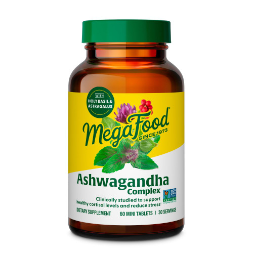 MegaFood Ashwagandha Complex, Supports Healthy Cortisol, 60 Mini Tablets