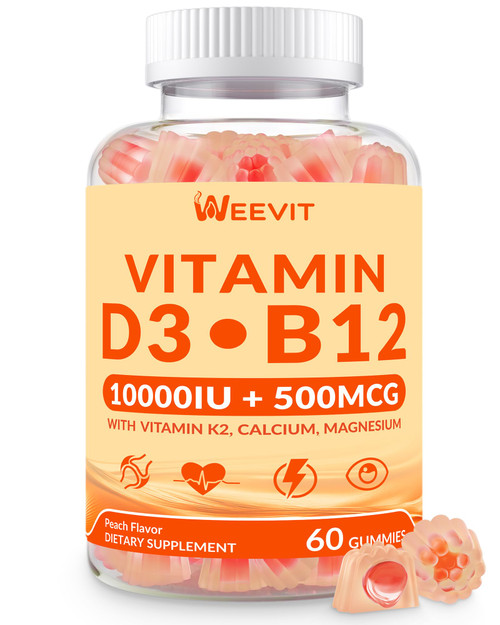 WEEVIT Vitamin B12, Vitamin D and B12 Gummies, B12 Vitamins for Women & Men