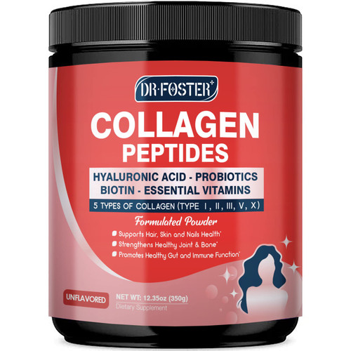 DRFOSTER Multi Collagen Peptides Powder with Probiotics, 35 Servings