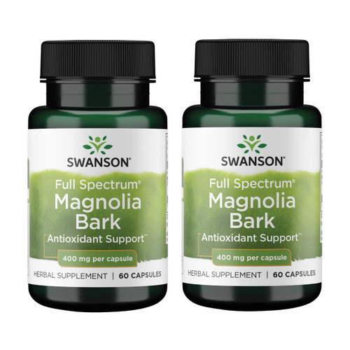 Swanson Magnolia Bark - Herbal Supplement Traditionally Used to Promote Nervous System & Digestive Health Support - May Promote Respiratory Health & Stress Support - (60 Capsules, 400mg Each) (2 Pack)