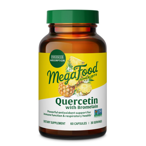 MegaFood Quercetin with Bromelain, Antioxidant Support, Vegan, 60 Capsules