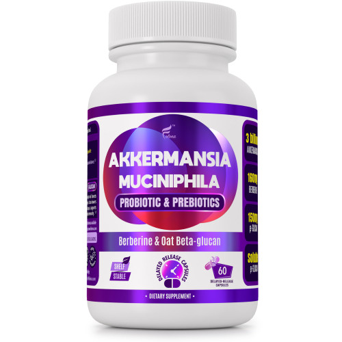 FOLONA Akkermansia GLP-1 Probiotic with Berberine, Gut Health, 60 Capsules