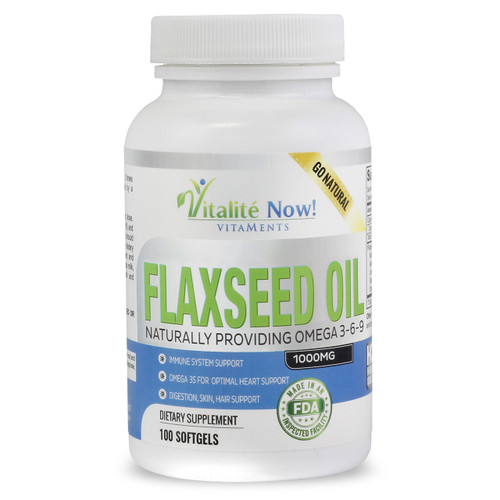 Vitalité Now! Organic Flaxseed Oil Softgels Cold Pressed 1000mg 100 Count