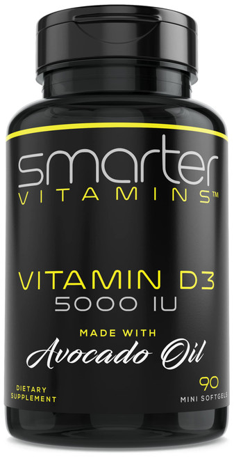 Vitamin D3 5000 IU with Avocado Oil, High Potency 125 mcg, 90 Mini Softgels