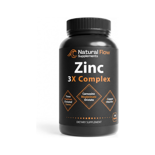 Natural Flow Zinc 3X Complex, 15 mg, 120 Capsules