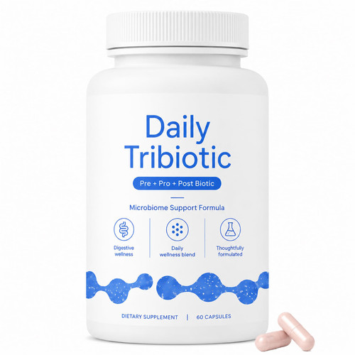 LINELLE Daily Tribiotic Capsules, Probiotic, Prebiotic & Postbiotic Blend, 60 Count