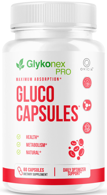 Gluco Capsules - Official Glykonex Pro Pills Advanced Premium Support for Maximum Strength Glykonix with Natural Ingredients Vitamins for Overall Health & Wellness, 60 Capsules for 1 Month