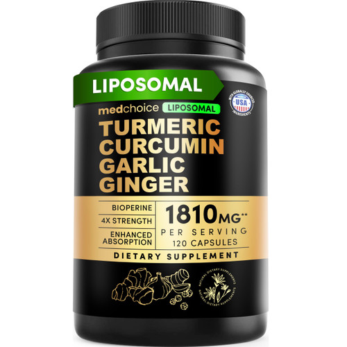 MEDCHOICE Liposomal Organic Turmeric Curcumin with Black Pepper, 120ct