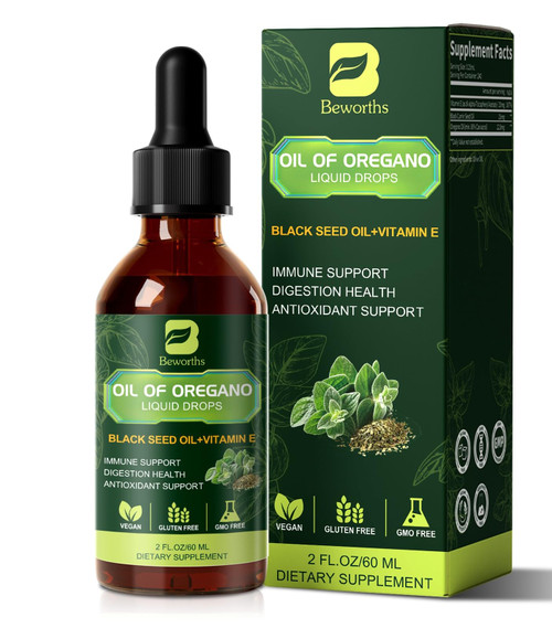 Oil of Oregano with Black Seed Oil, Oregano Liquid Drops - 80% Carvacrol
