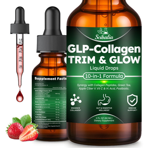 Liquid Collagen for Women, GLP 10-in-1 Formula Multi Collagen Burn Drops