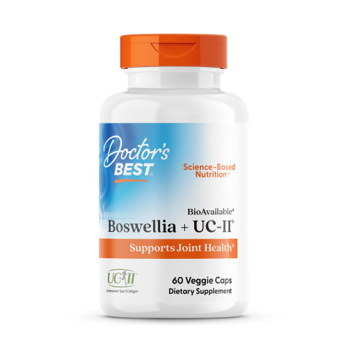 Doctor's Best Boswellia + UC-II Supplement for Men & Women - Boswellia Serrata Extract Capsules for Joint Health Support, Type II Collagen, BioAvailable, Non-GMO, Gluten Free, Soy Free - 60 Veg Caps