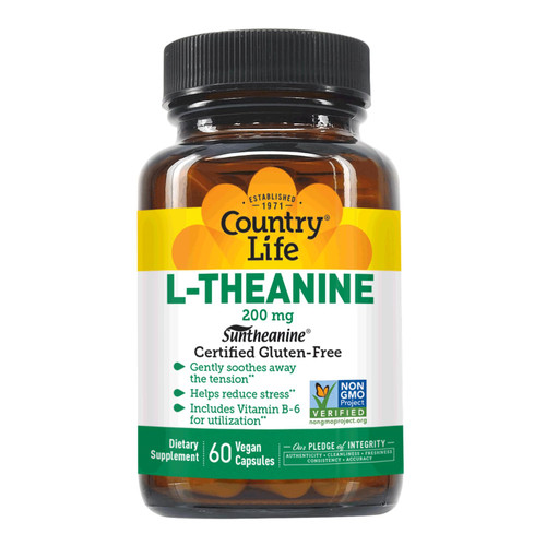 Country Life L-Theanine 200 mg with Vitamin B6, 60 Capsules