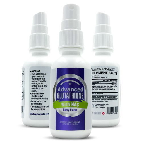 CCL SUPPLEMENTS Liquid Liposomal Glutathione Spray - Maximum Absorption Glutathione Supplement with NAC, Ashwagandha, Glutamine, Ascorbic Acid - Sublingual Easy Use - Immune & Detox Support - 2oz