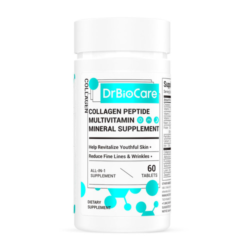 DrBioCare Collagen Peptides for Women, Beauty Vitamin & Mineral Supplement,Contains Vitamin D3, Probiotics for Women & Collagen Peptides,Vitamin B Complex,Vitamin E 60 Tablets