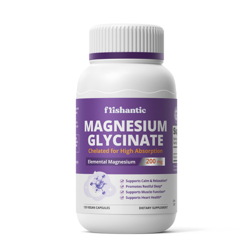 Frishantic Magnesium Glycinate 200mg Supplement Capsules, High Absorption