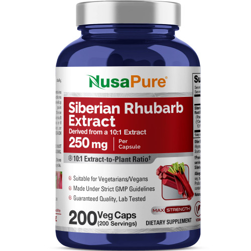 Siberian Rhubarb, Non-GMO, Vegan, 250mg, 200 Veggie Capsules - 200 Servings