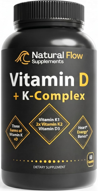 Natural Flow Vitamin D3 with K2 Complex, 5000 IU, 60 Capsules
