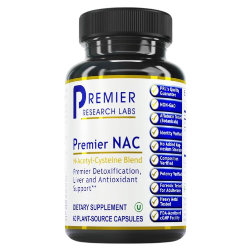 Premier Research Labs Premier NAC - NAC Supplement N-Acetyl Cysteine, N-Acetyl-L-Cysteine, Liver & Immune Support, 300mg NAC Per Capsule - 60 Vegetarian Capsules