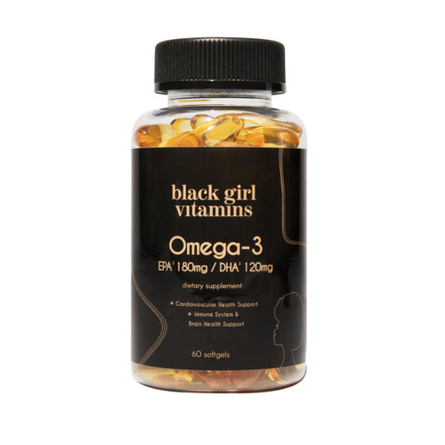 Black Girl Vitamins Omega Capsules – High-Potency EPA & DHA Essential Fatty Acids – Supports Cardiovascular Health, Boosts Brain Function, and Promotes Joint Mobility – 60 Capsules (30-Day Supply)