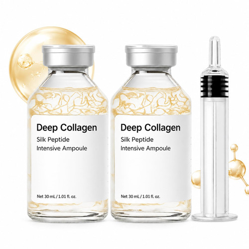 Navaro Peptide Deep Collagen Lifting Ampoule, Silk Peptide Intensive Lifting Ampoule, Hydrating & Smoothing Serum with Silk Extract, Wrinkle Serum for All Skin Types