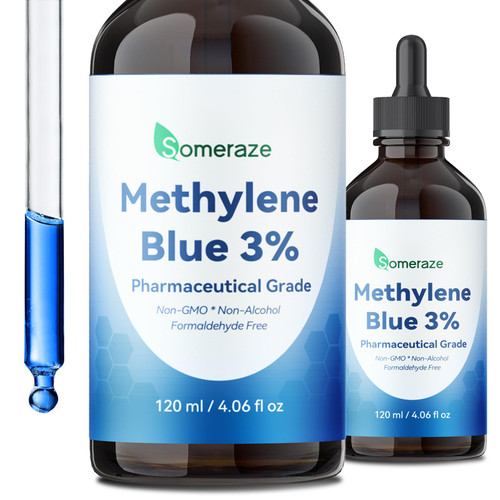 3% Methylene Blue Drops – High Purity USP Pharmaceutical Grade Blue Methylene Liquid for Humans, Cognitive & Focus Support, No Alcohol, No Formaldehyde, 120 mL, 4.06 FL OZ