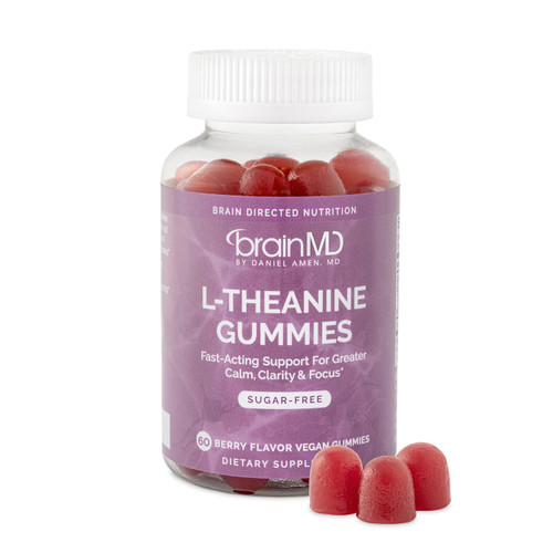BrainMD L-Theanine Gummies, Sugar-Free, 60 Count Dietary Supplement